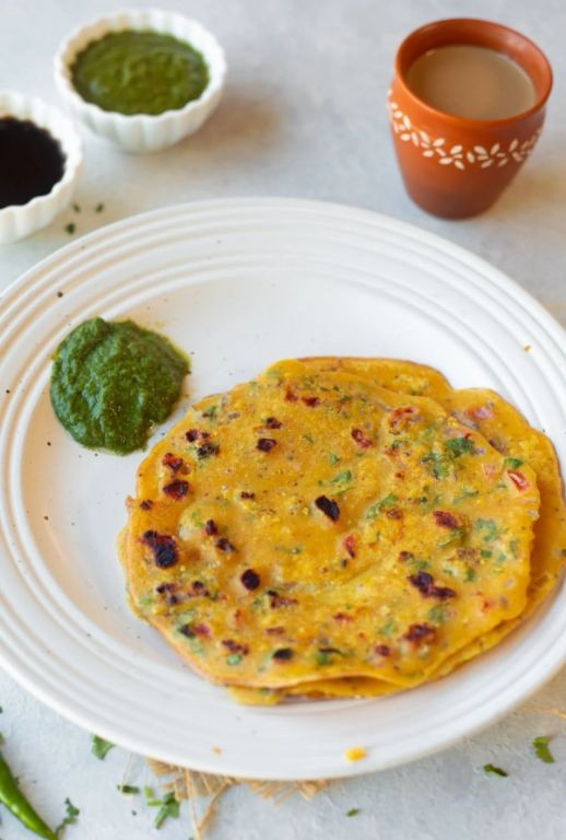 Besan Cheela with Spicy Mint Chutney