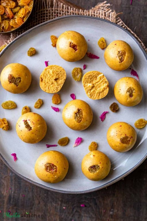 Besan Ladoo with Nuts and Raisins