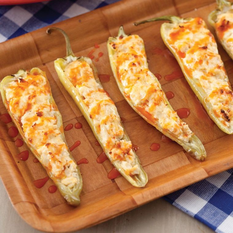 Buffalo Chicken Stuffed Banana Peppers
