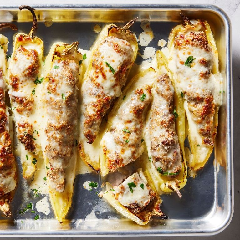 Cheesy Stuffed Banana Peppers with Ground Beef