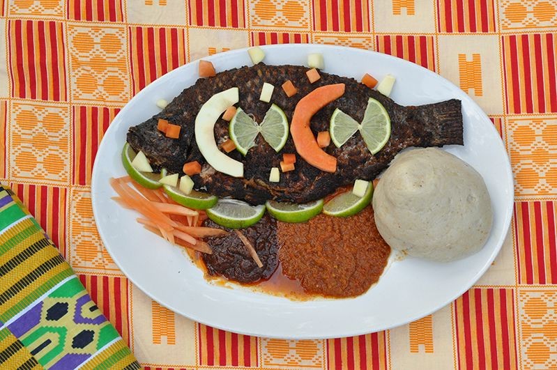 Ghanaian Banku with Tilapia