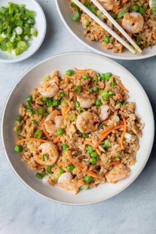 Healthy Brown Rice Shrimp Fried Rice
