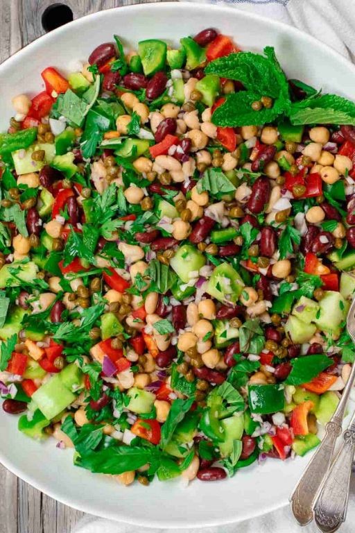 Mediterranean Three-Bean Salad with Feta
