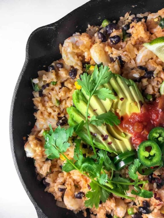 Mexican-Style Shrimp Fried Rice with Black Beans