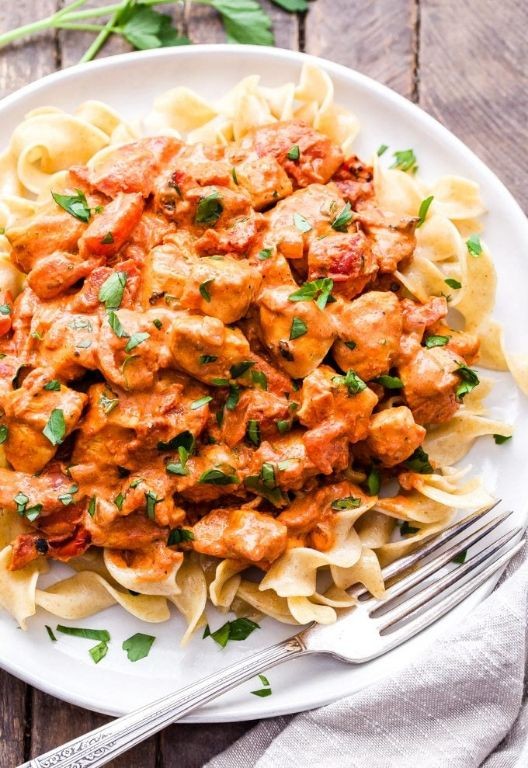One-Pot Chicken Paprikash and Egg Noodles