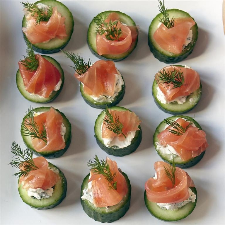 Salmon and Cucumber Bites with Dill Sauce