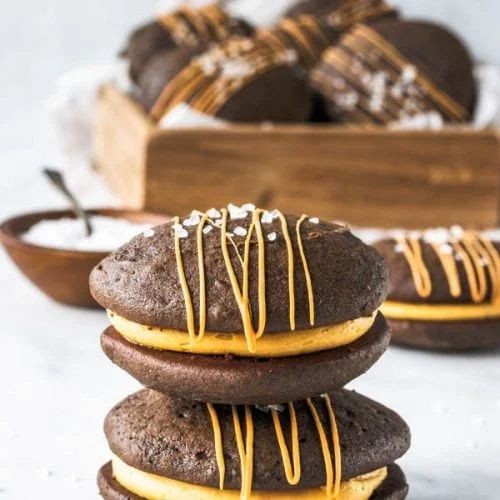 Salted Caramel Gobs with Dark Chocolate Drizzle