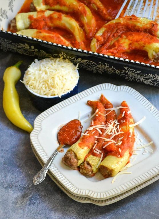 Spicy Sausage and Rice Stuffed Banana Peppers
