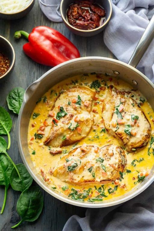 Spicy Tuscan Chicken with Roasted Peppers