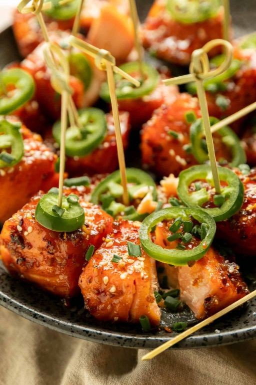 Teriyaki Glazed Salmon Bites
