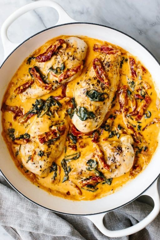 Tuscan Chicken with White Wine Sauce