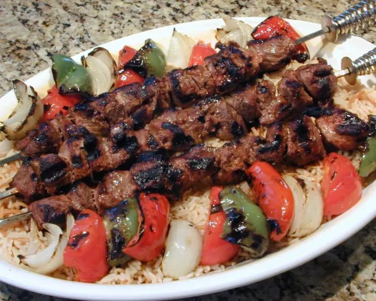 Armenian grilled lamb and vegetable kabobs