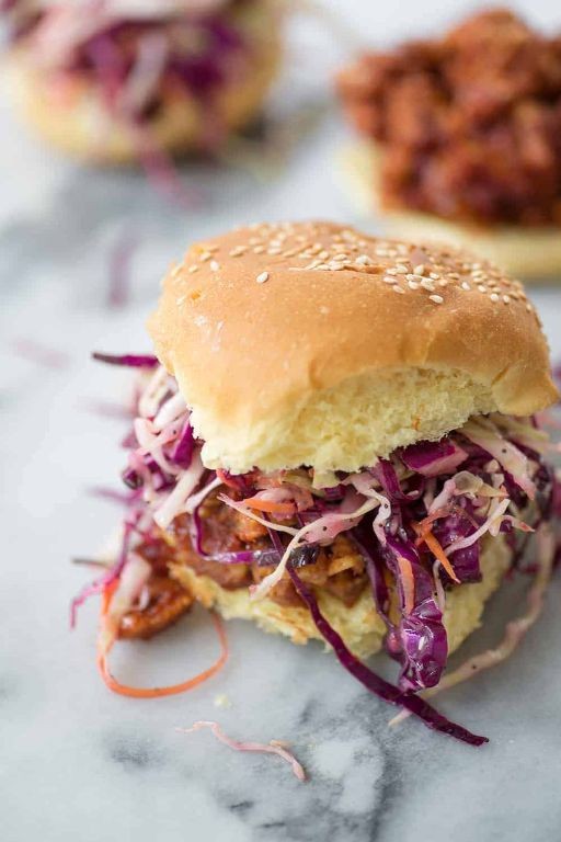 BBQ Tempeh Sliders with Coleslaw