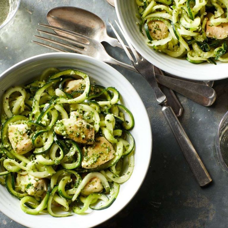 Baby Zucchini Pasta with Pesto