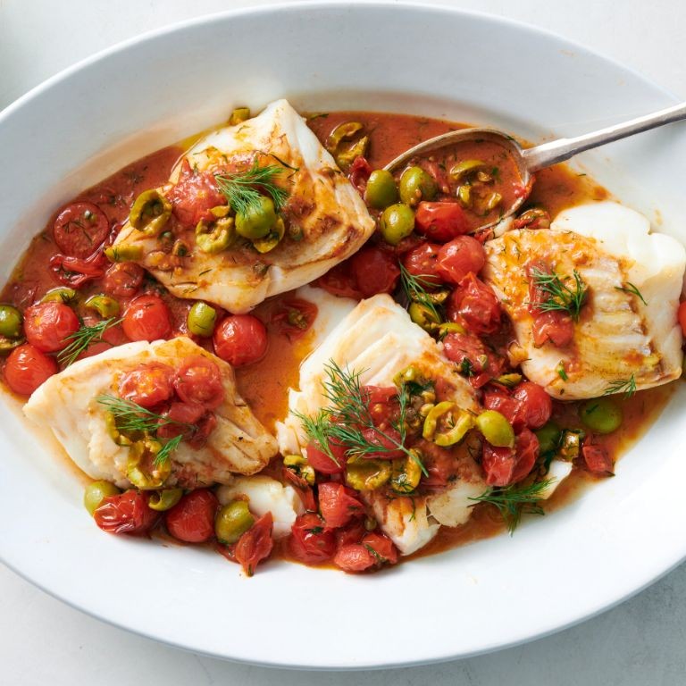 Baked Cod with Tomato and Olives