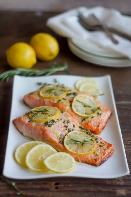 Baked Crispy Salmon with Herb Butter