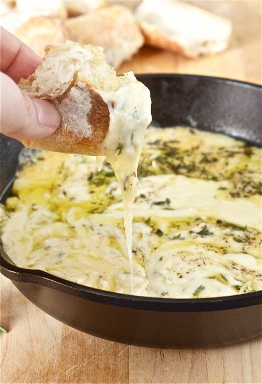 Baked Fontina Cheese Dip with Garlic and Herbs
