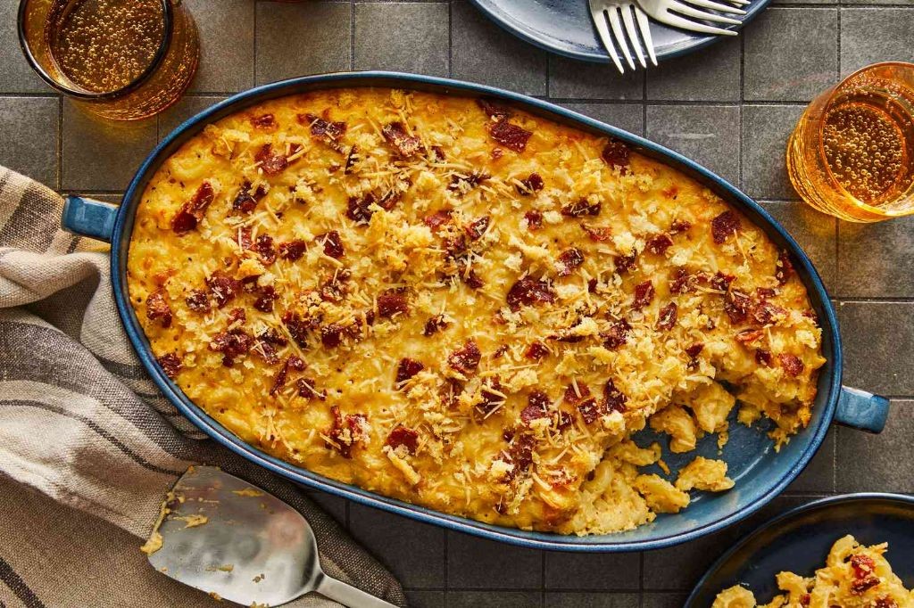 Baked Mac and Cheese with Crispy Bacon