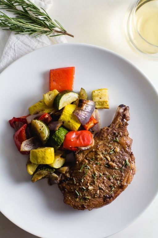 Balsamic Glazed Pork Chops with Vegetables