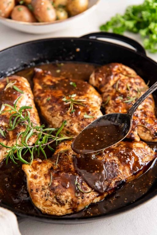 Balsamic Glazed Scored Chicken Breast