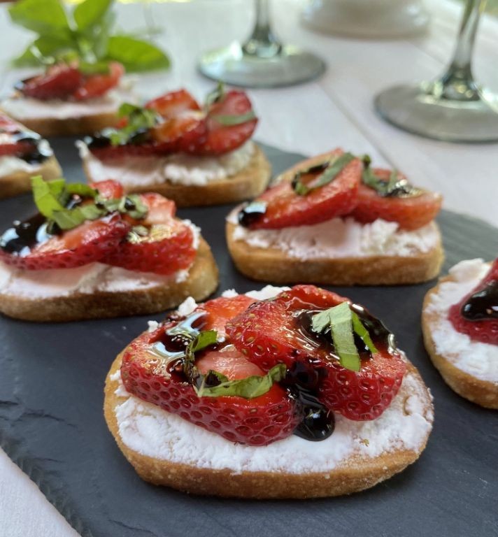 Balsamic Glazed Strawberry and Goat Cheese Crostini