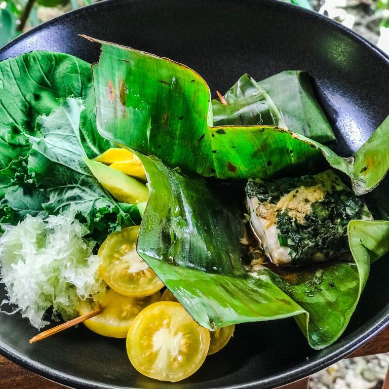 Banana Leaf Steamed Fish with Herbs