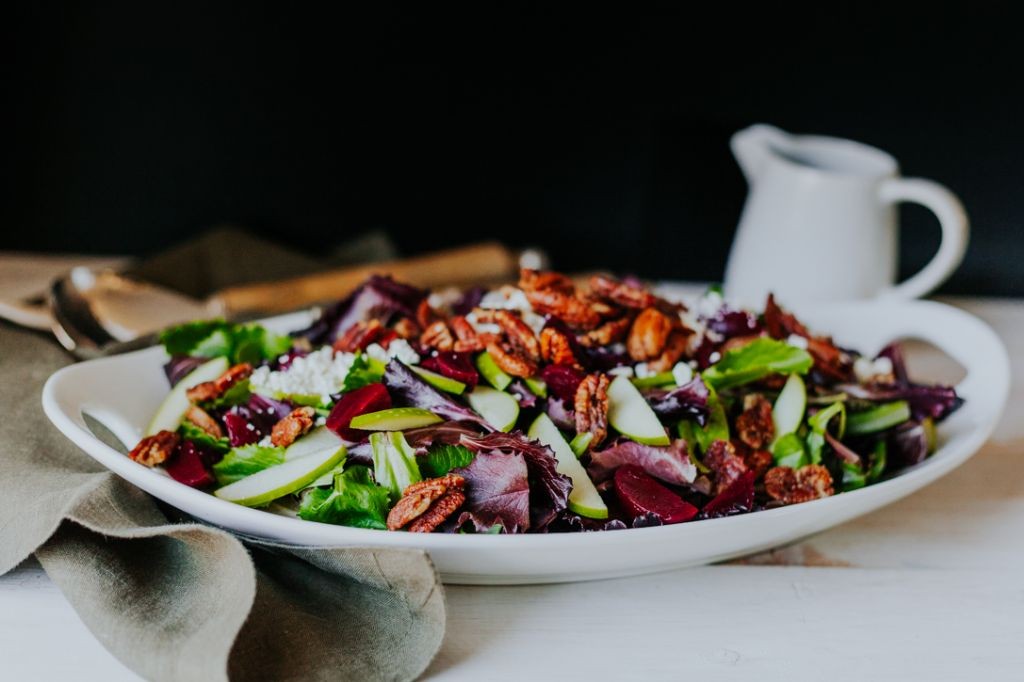 Beet and Apple Salad with Candied Pecans