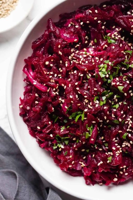 Beetroot Kadubu with Sesame Topping