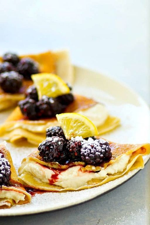 Blackberry Crown Crepes with Lemon Zest