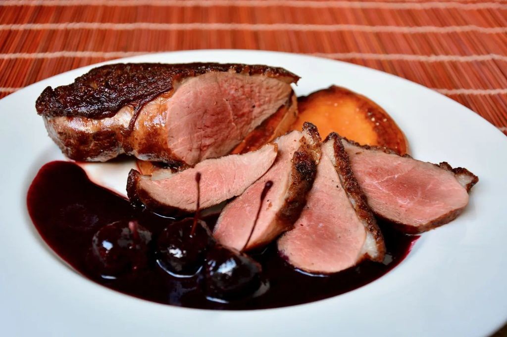 Blackened Duck Breast with Cherry Reduction