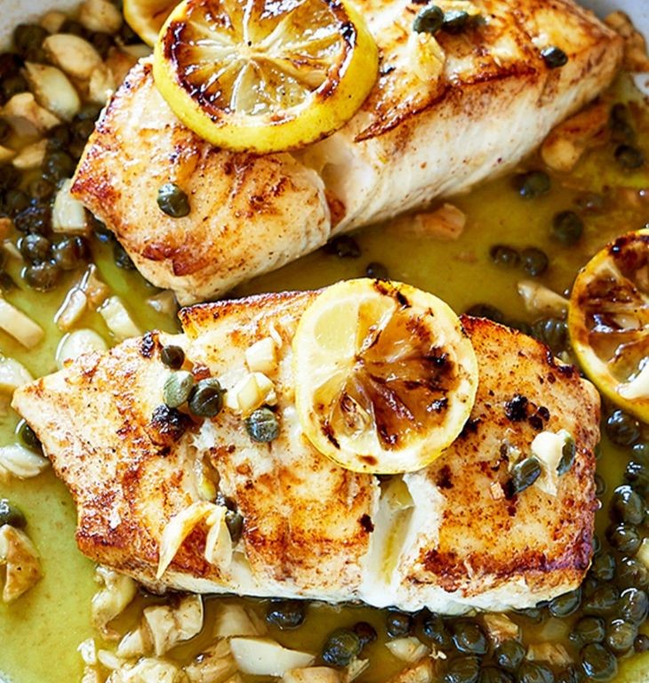 Blackened Halibut with Lemon Caper Sauce