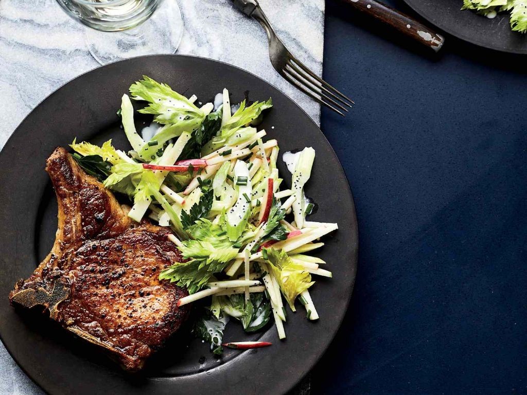 Blackened Pork Chops with Apple Slaw
