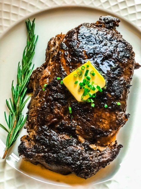 Blackened Ribeye Steak with Garlic Butter