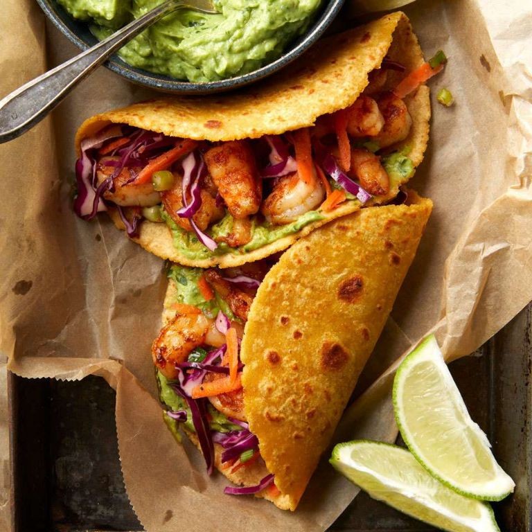 Blackened Shrimp Tacos with Avocado Crema