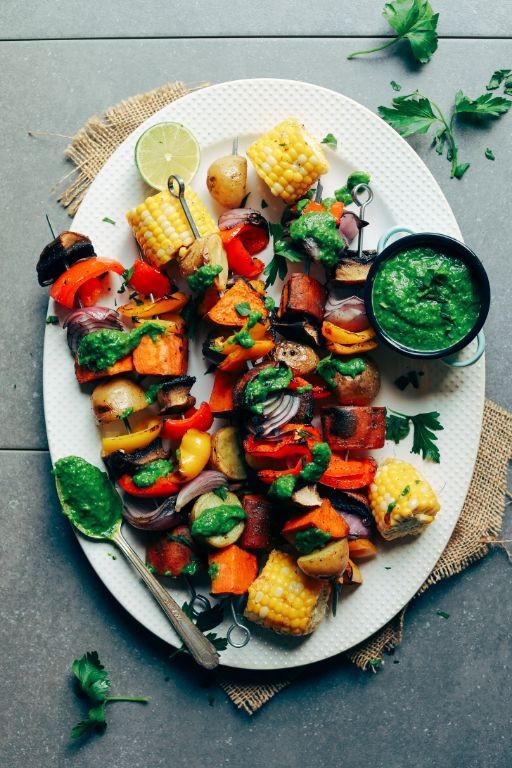 Blackened Veggie Skewers with Chimichurri