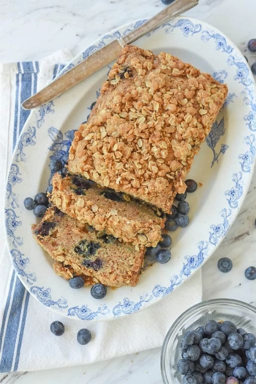 Blueberry Zucchini Bread with Streusel Topping
