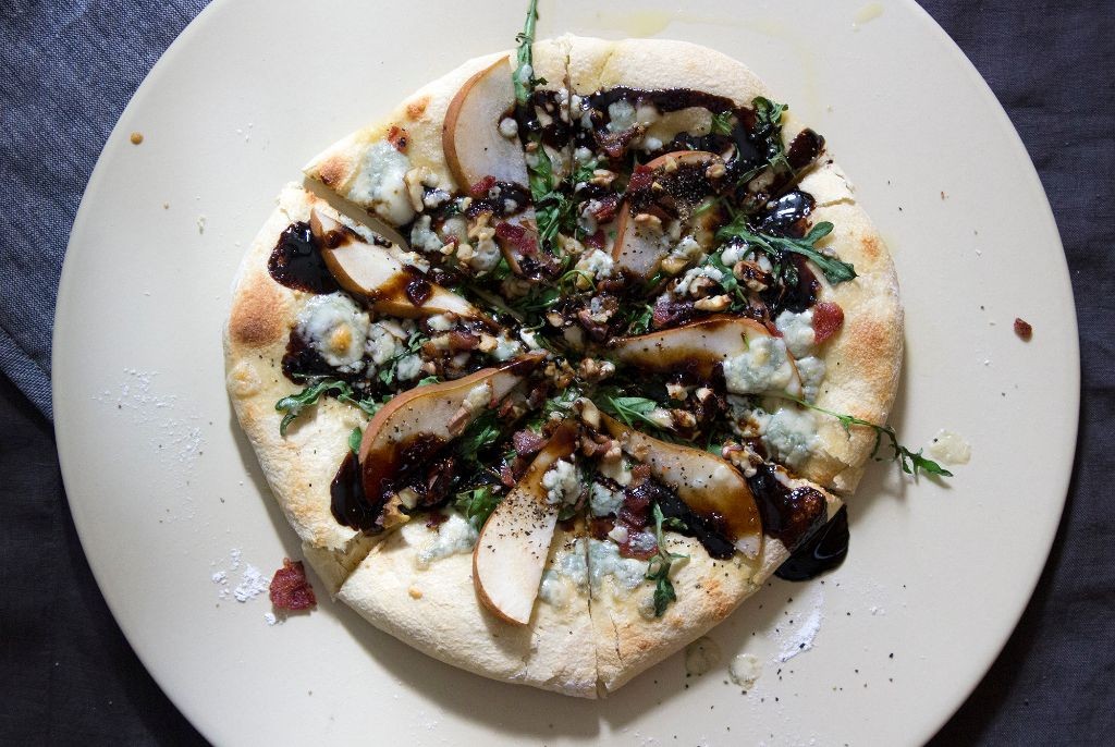 Bosc Pear and Arugula Pizza