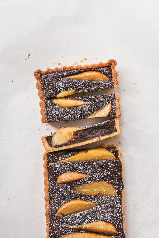 Bosc Pear and Dark Chocolate Tart