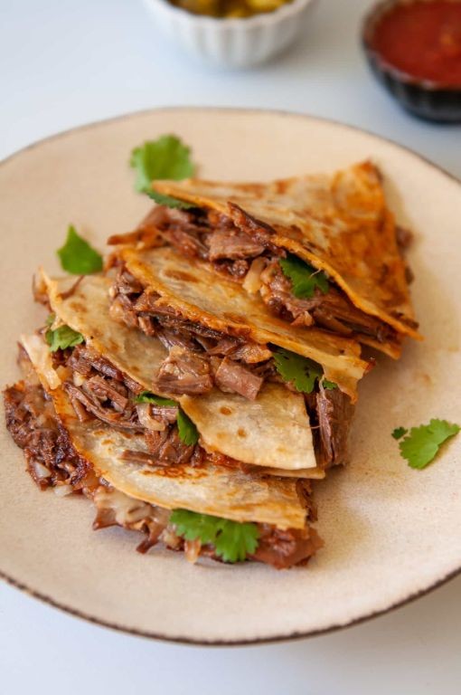 Brisket Quesadillas with Spicy Salsa