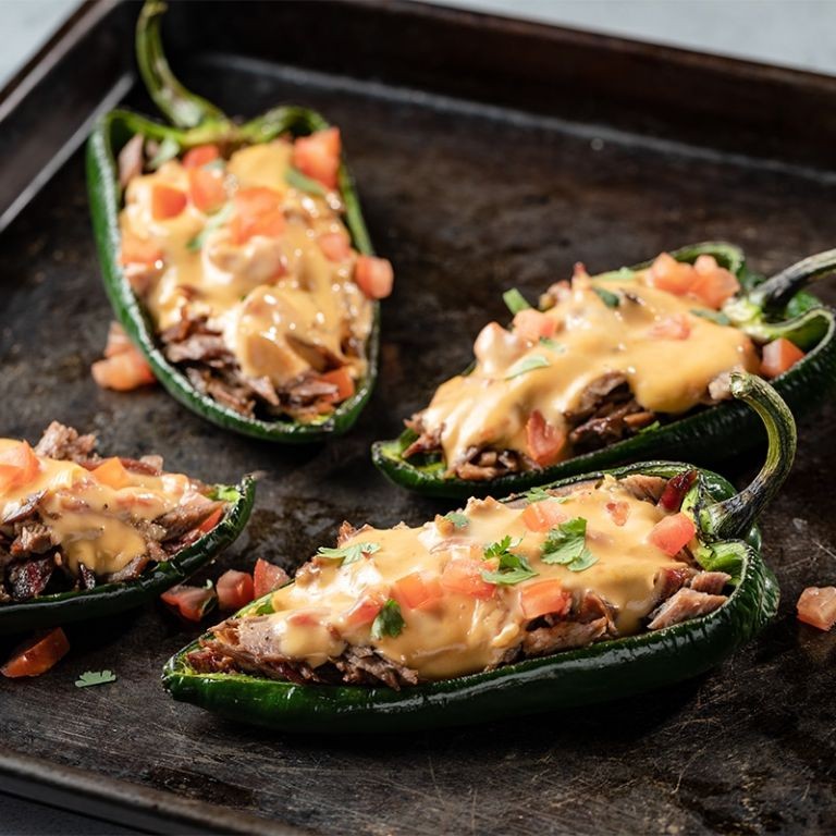 Brisket and Cheese Stuffed Peppers