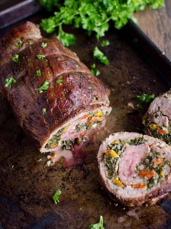 Buffalo Chicken Stuffed Flank Steak Pinwheels