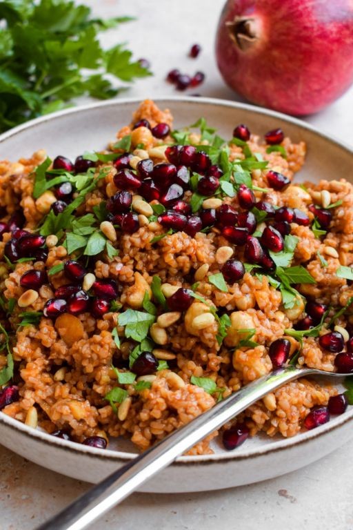 Bulgar Salad with Pomegranate, Walnuts, and Parsley