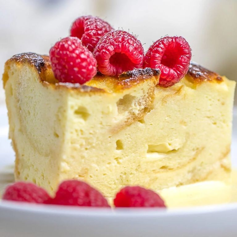 Cake Bread Pudding with Vanilla Custard