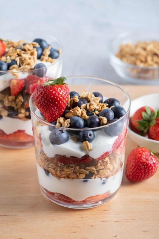 Cake Parfait with Yogurt and Granola