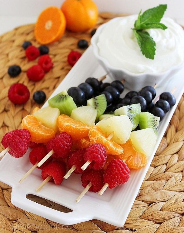 Cake and Fruit Kabobs with Honey Glaze