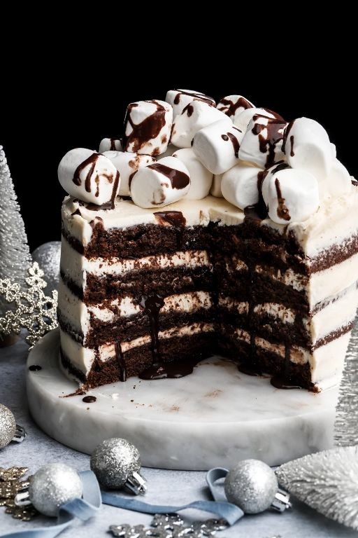 Cake-Infused Hot Chocolate with Marshmallows
