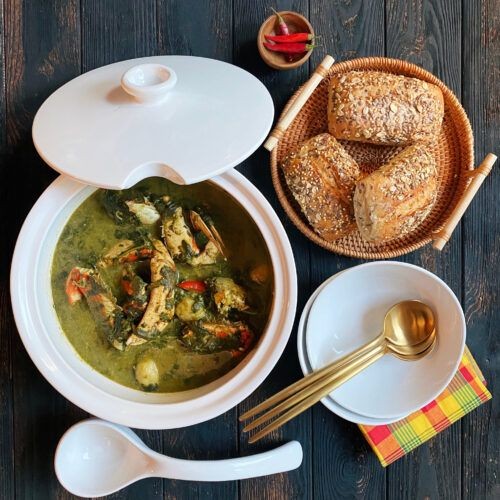 Callaloo and Dumplings in Coconut Broth