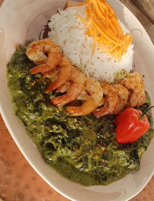 Callaloo and Shrimp Risotto