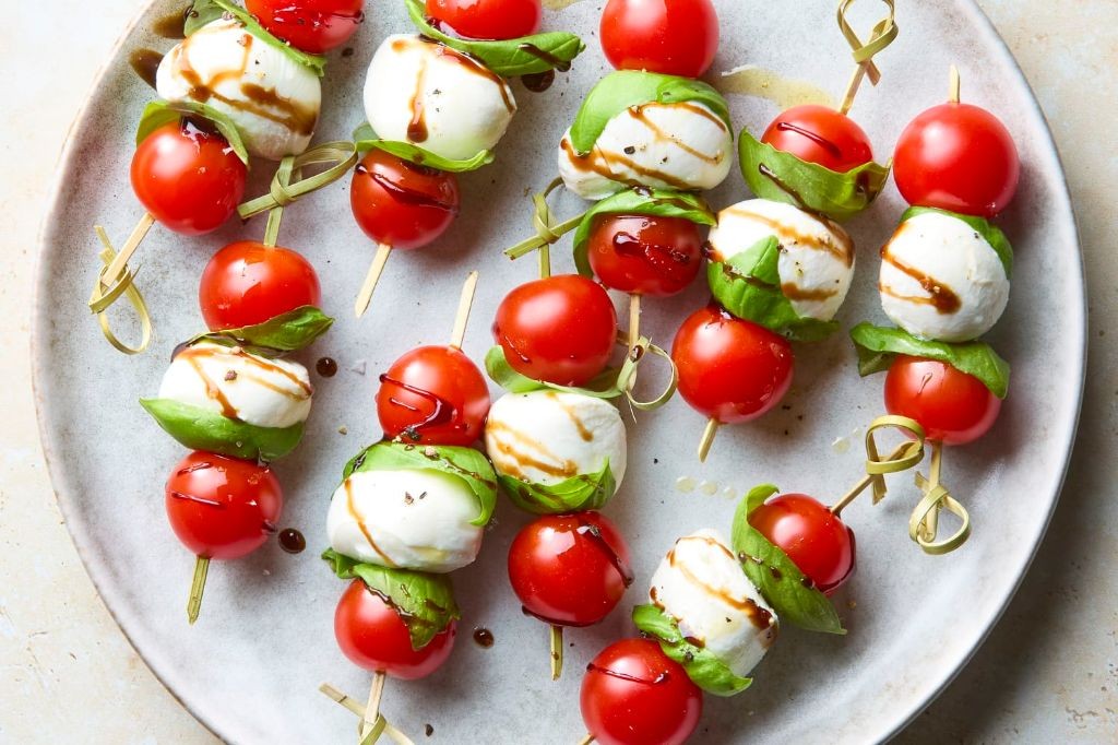 Caprese Skewers with White Balsamic Glaze