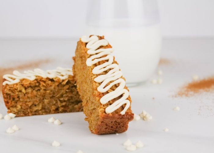 Carrot Cake Energy Bars with Cream Cheese Drizzle